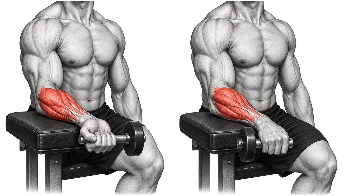 Pronation et supination avec une barre au poids d&eacute;centr&eacute; : rotation contr&ocirc;l&eacute;e de l'avant-bras